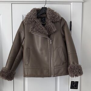 Women’s Brown Faux Leather/Shearling lined Jacket Mercer Collective XS NWT $495